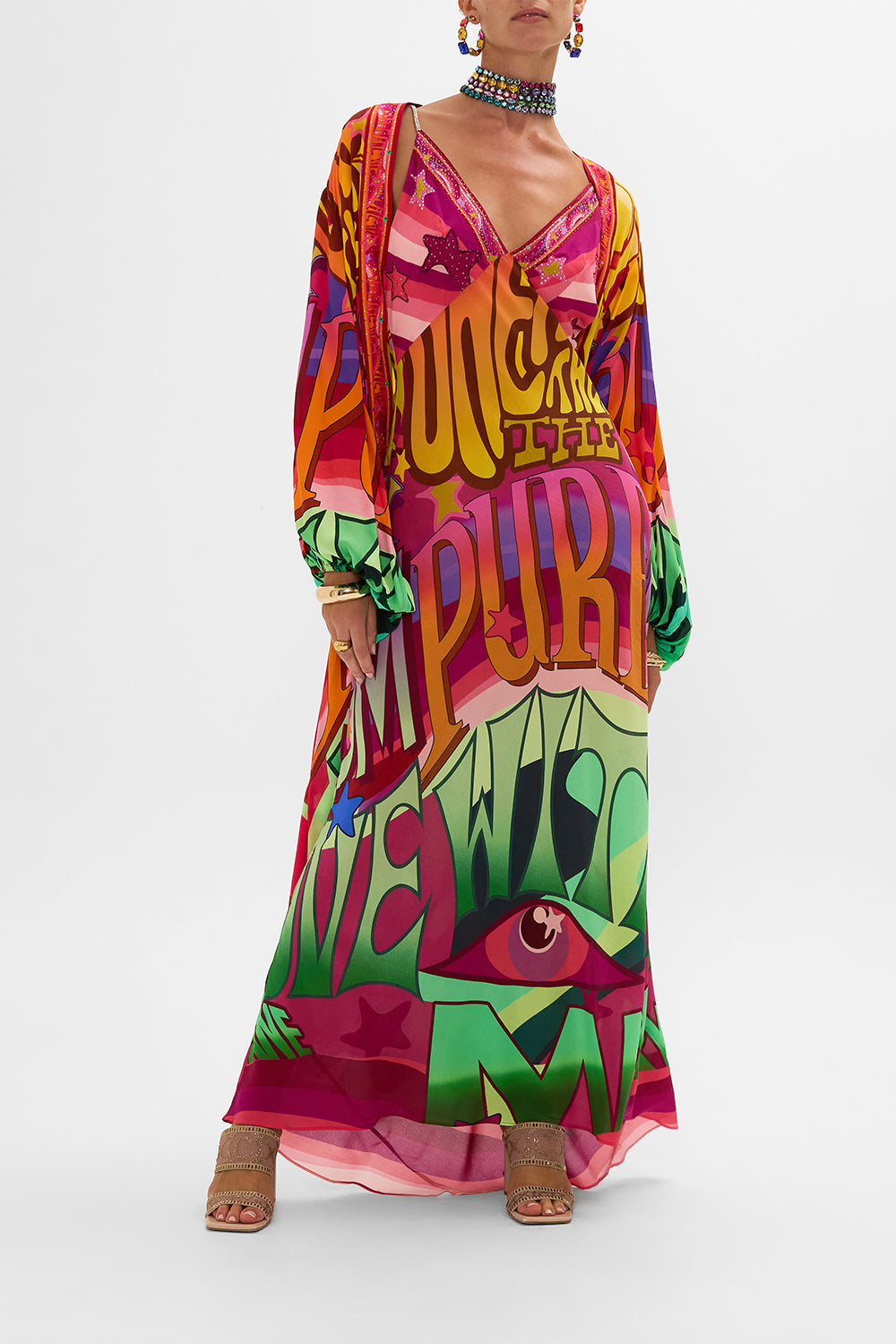 CAMILLA silk layer in Pure Prism print