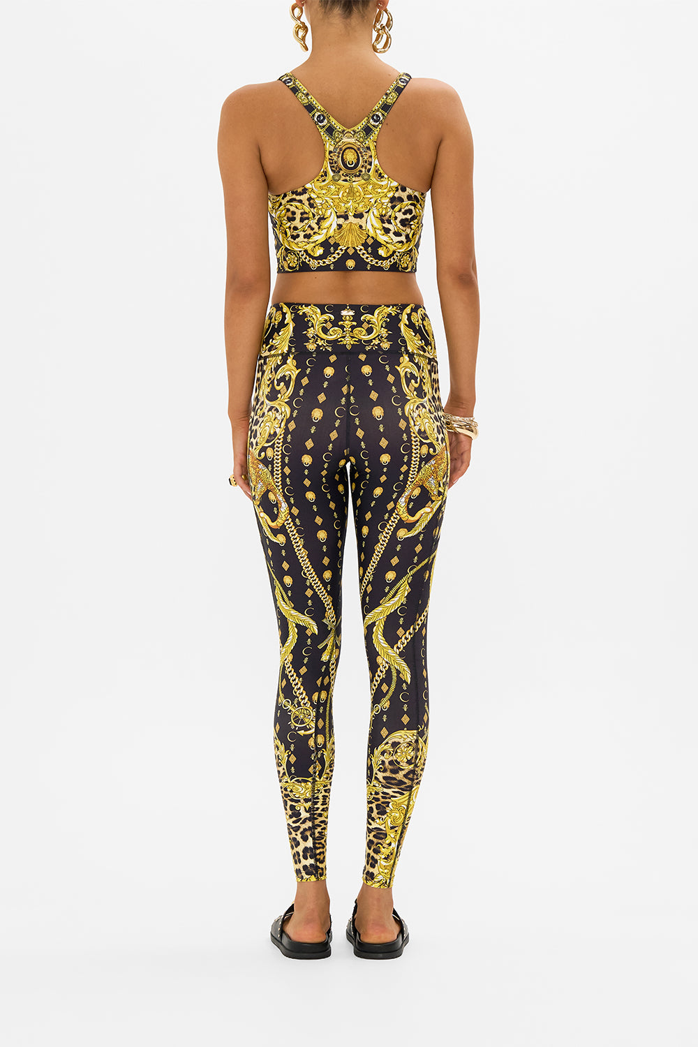 CAMILLA racer back crop top in Nouveau Nature print