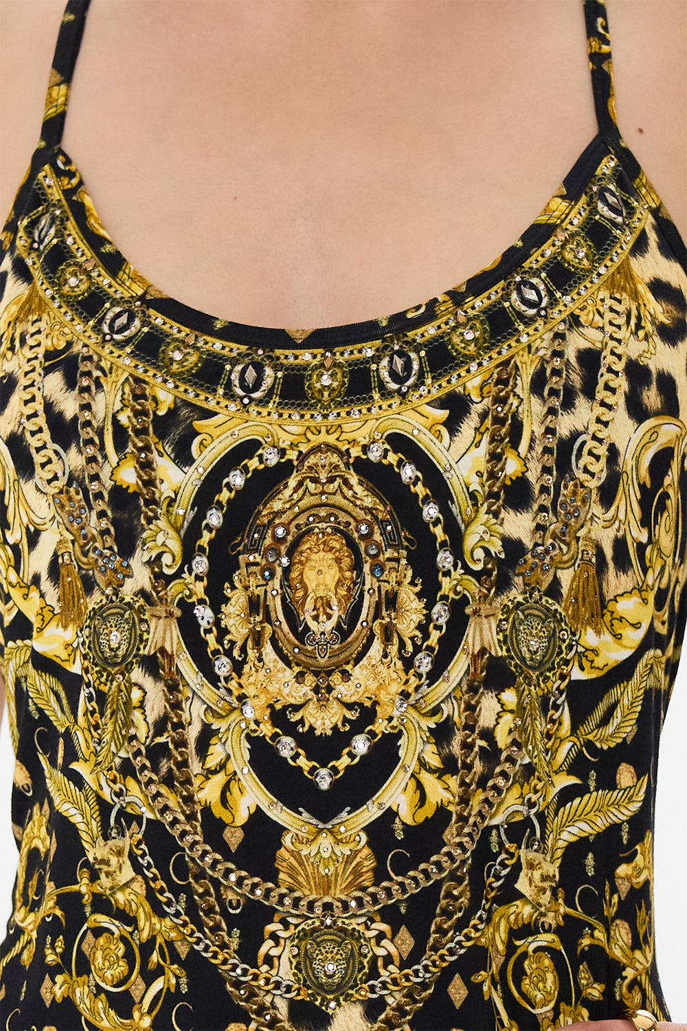 CAMILLA activewear tank in Nouveau Noir print