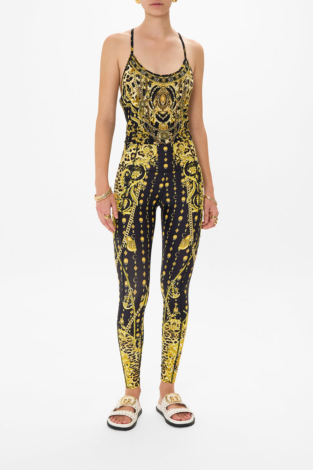 CAMILLA activewear tank in Nouveau Noir print