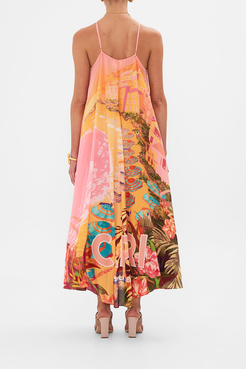 GATHER NECK HALTER MAXI DRESS MASKED AT MOONLIGHT