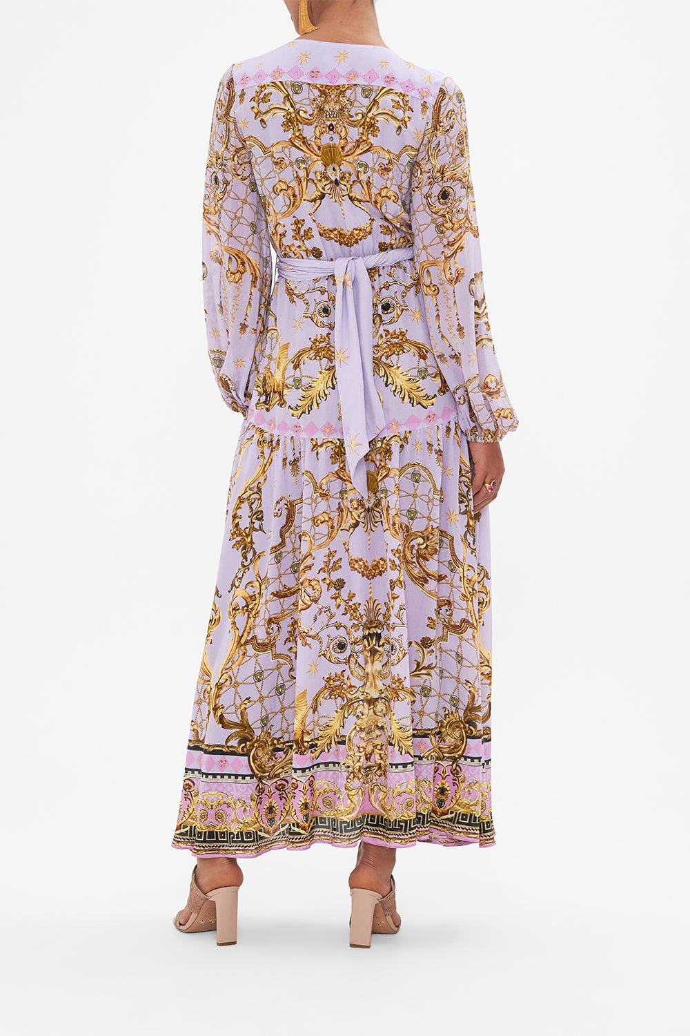 V NECK DRESS WITH BELT LAVENDER EVER AFTER