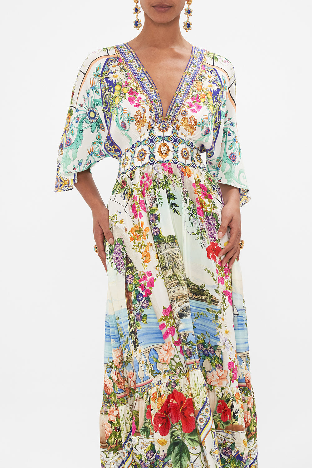 WAISTED DRESS WITH HEM RUFFLE AMALFI AMORE