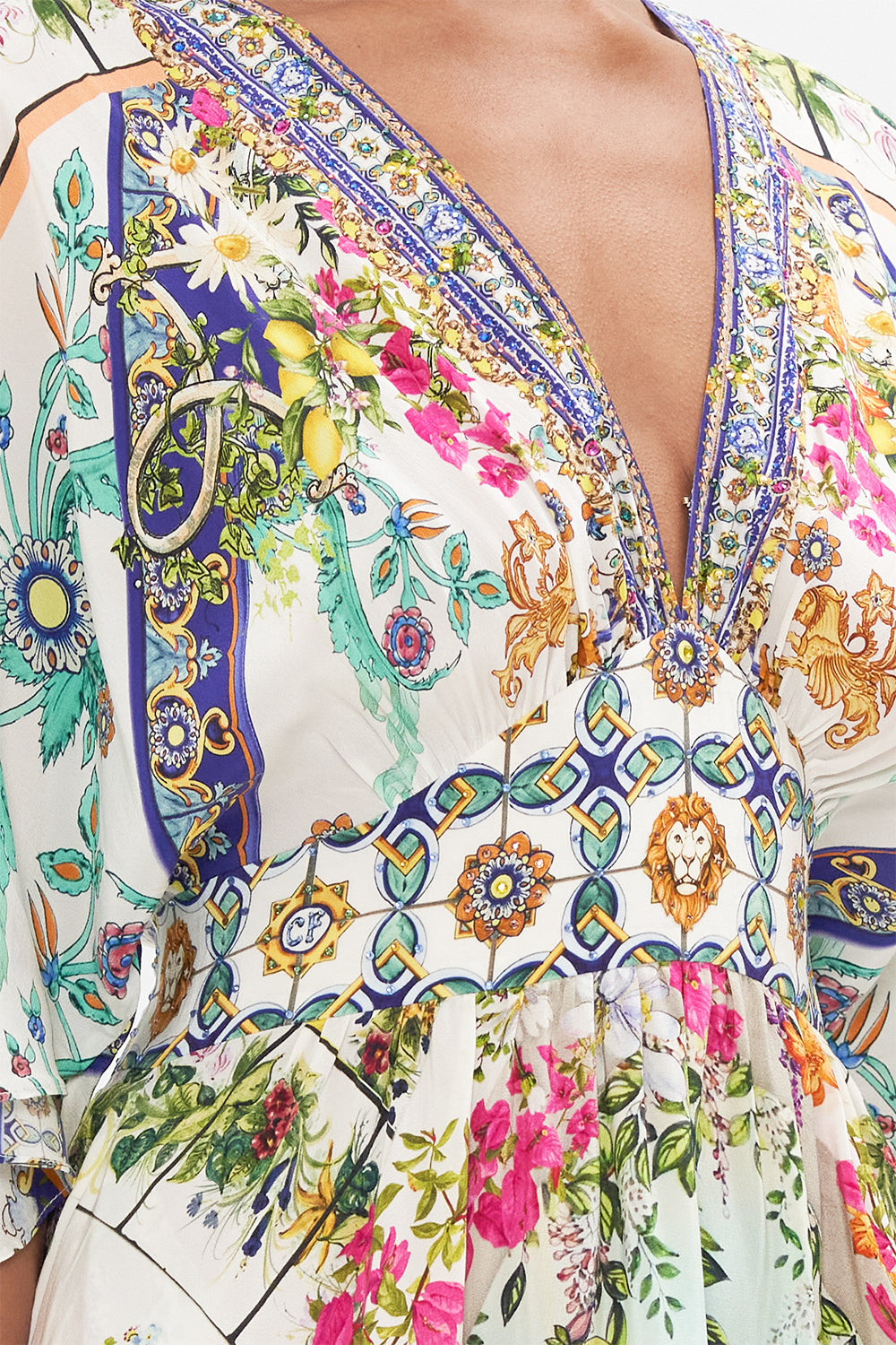 WAISTED DRESS WITH HEM RUFFLE AMALFI AMORE