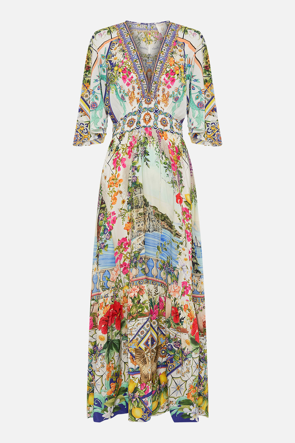 WAISTED DRESS WITH HEM RUFFLE AMALFI AMORE