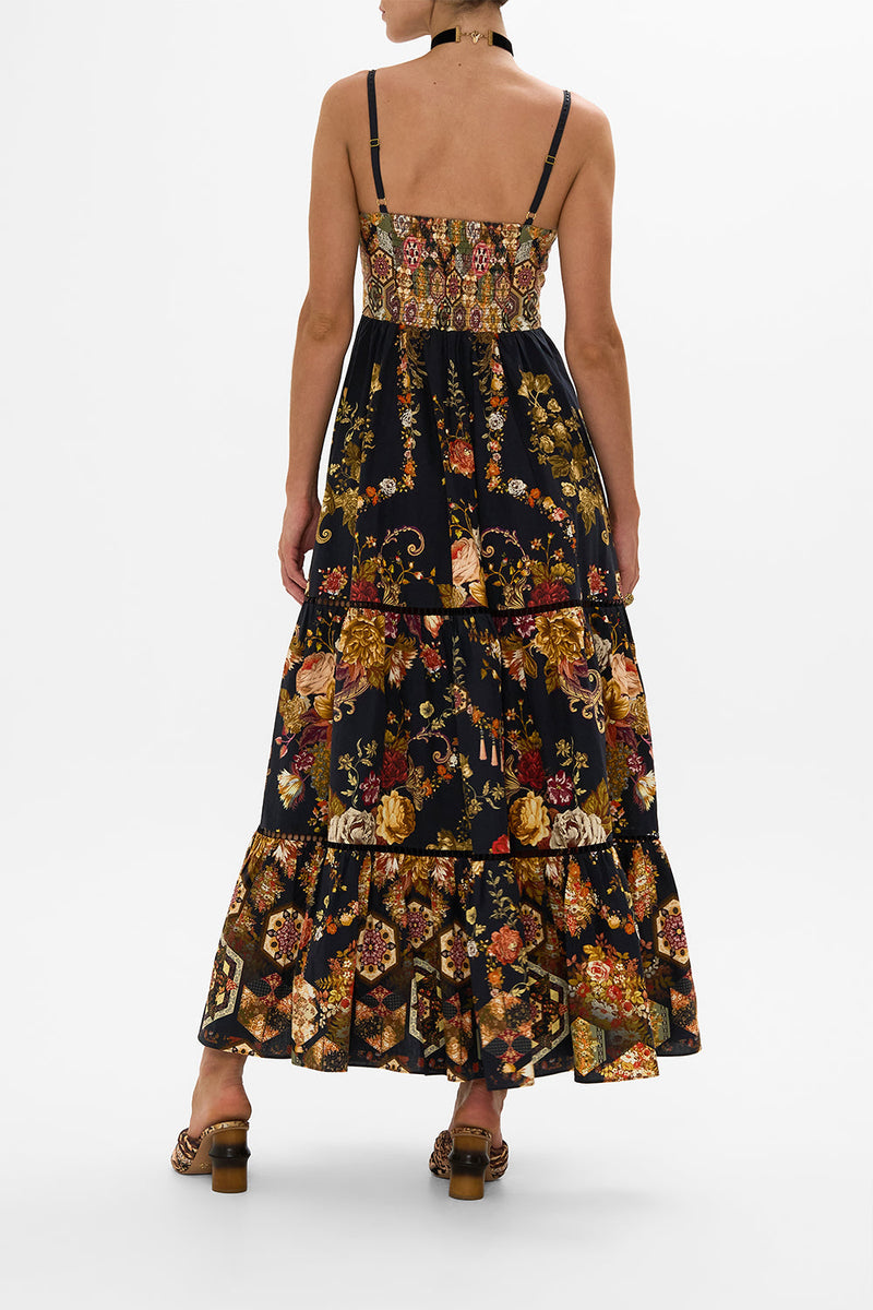 TIERED DRESS WITH EMBROIDERED COLLAR STITCHED IN TIME