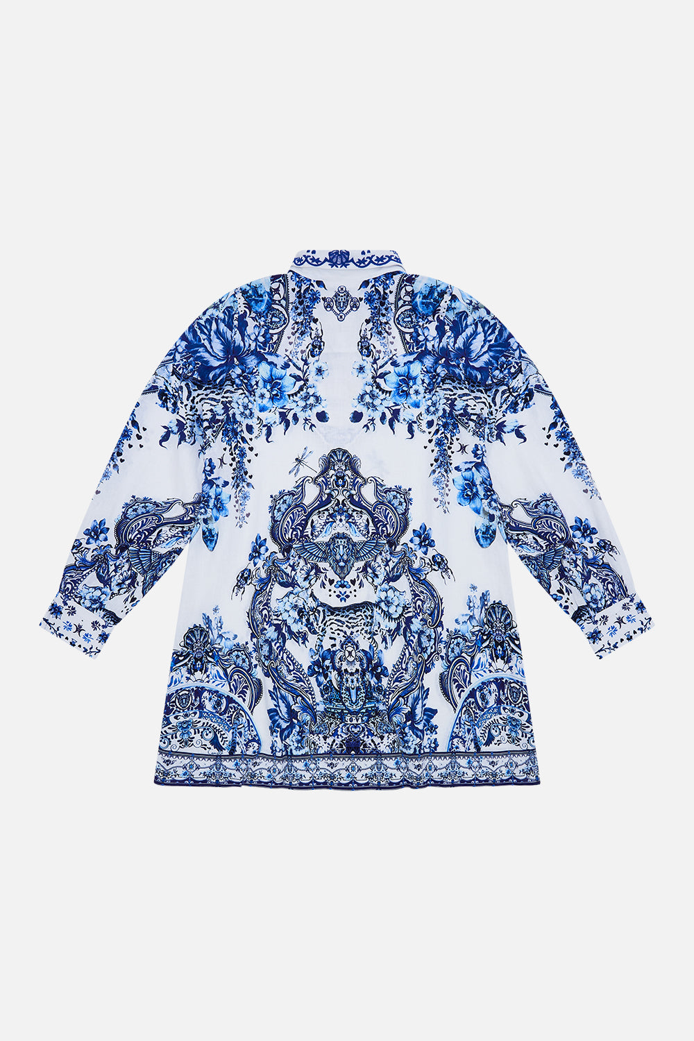 Back product view of MILLA by CAMILLA kids mini shirt dress in Glaze and Graze print