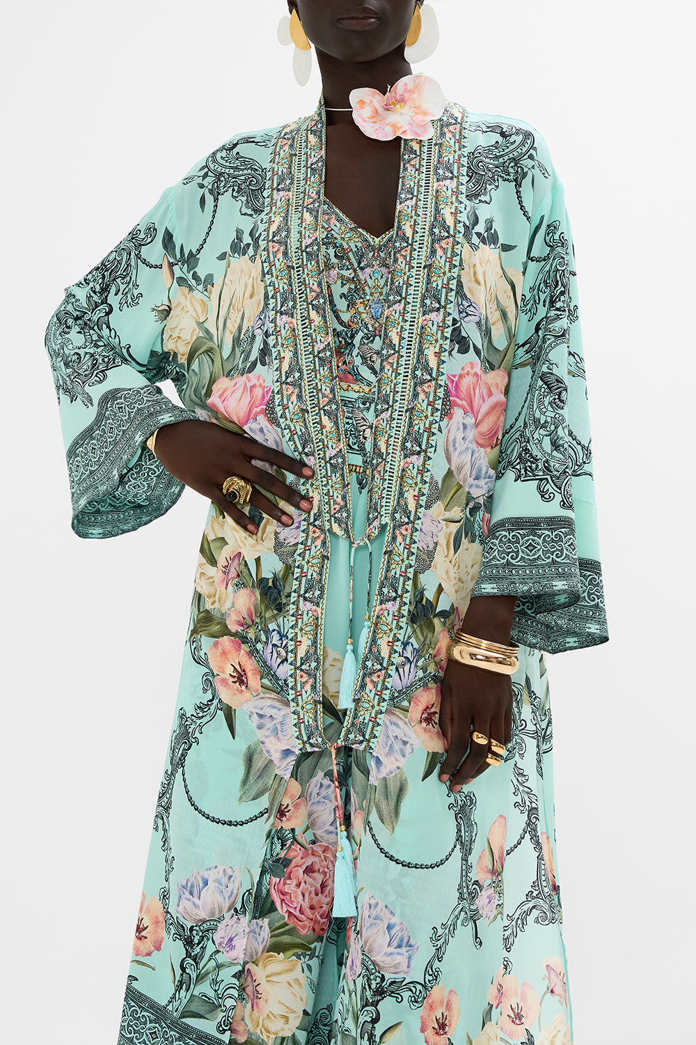 CAMILLA Floral Long Layer with Neckbands in Petal Promise Land