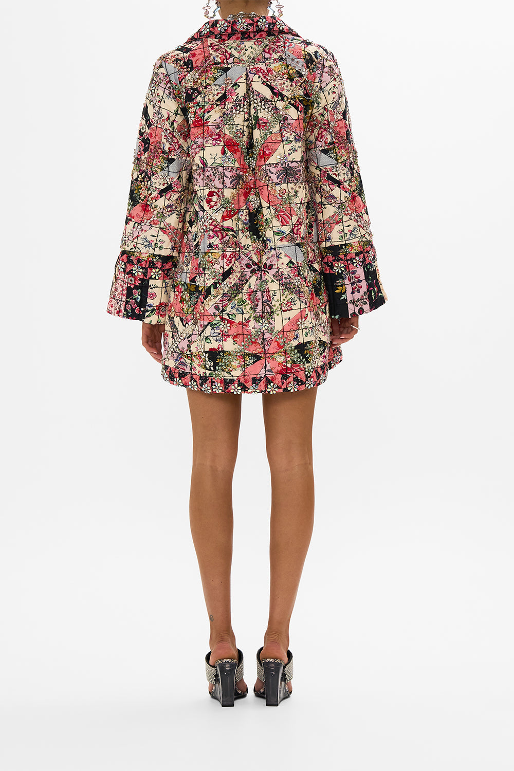 CAMILLA Patchwork Long Sleeve Tunic with Rhinestone Crystals in Patchwork Poetry print