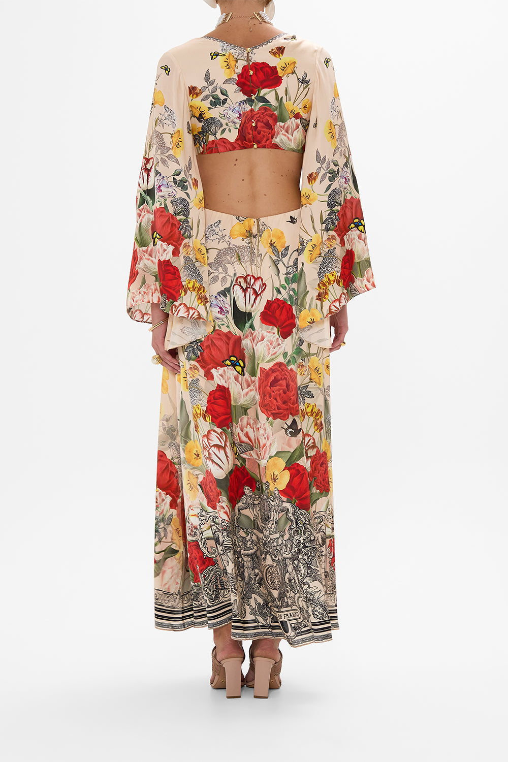 CAMILLA Multi Cut Out Dress with Knot Front in Etched into Eternity print