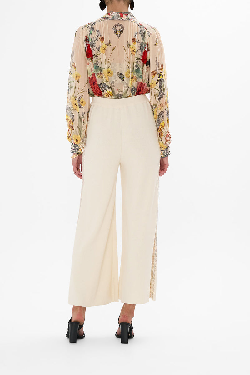 BUTTON UP TOP WITH DRAPED BACK ETCHED INTO ETERNITY