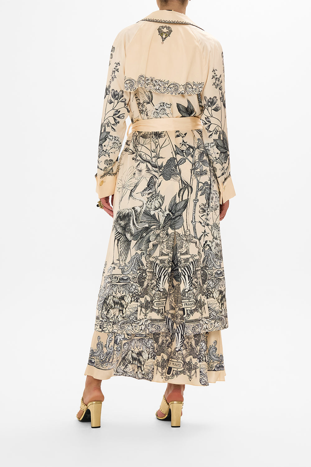 CAMILLA Multi Soft Trench with French Cuff in Etched into Eternity print
