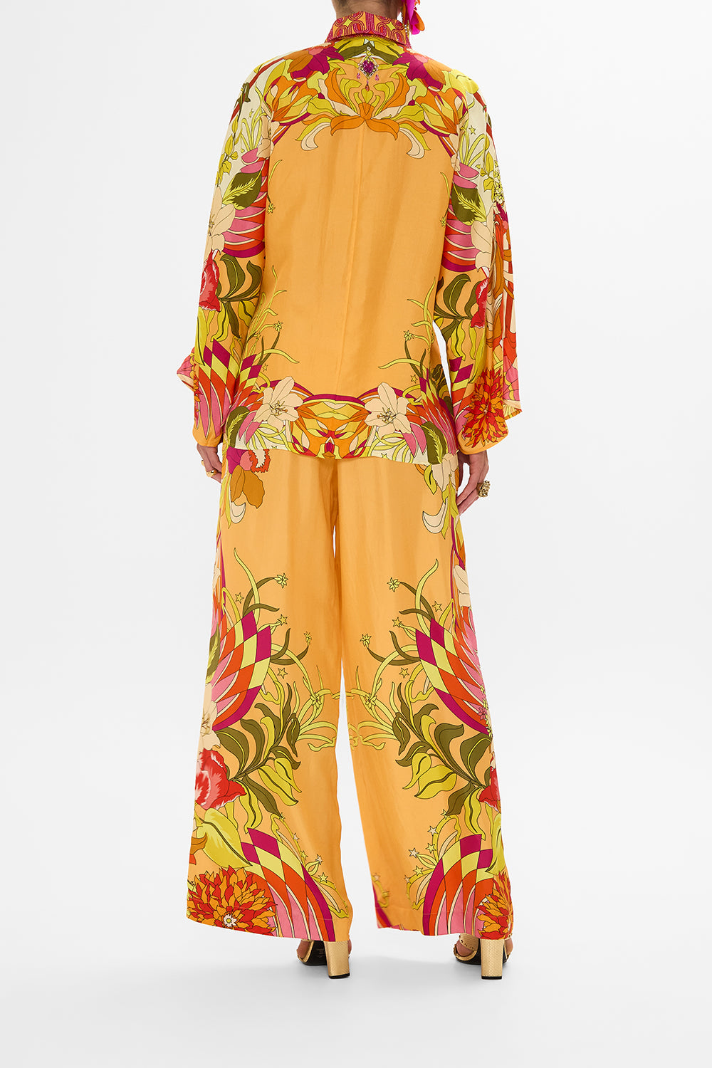 CAMILLA Floral Wide Sleeve Blouse in The Flower Child Society