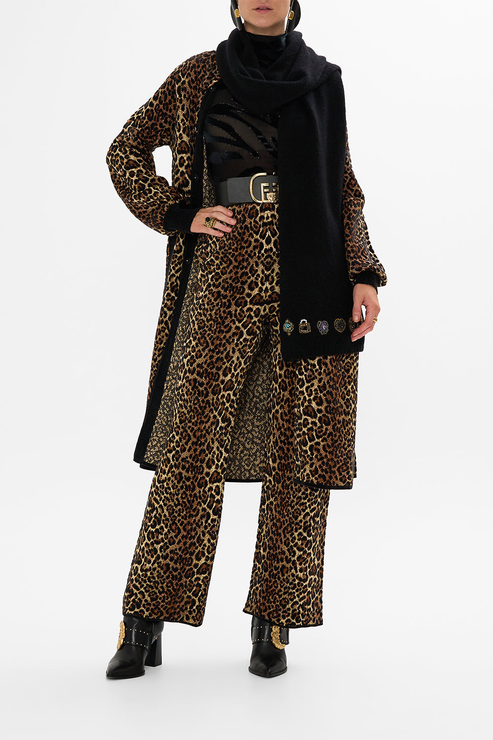 CAMILLA leopard A-line coat in Amsterglam print.