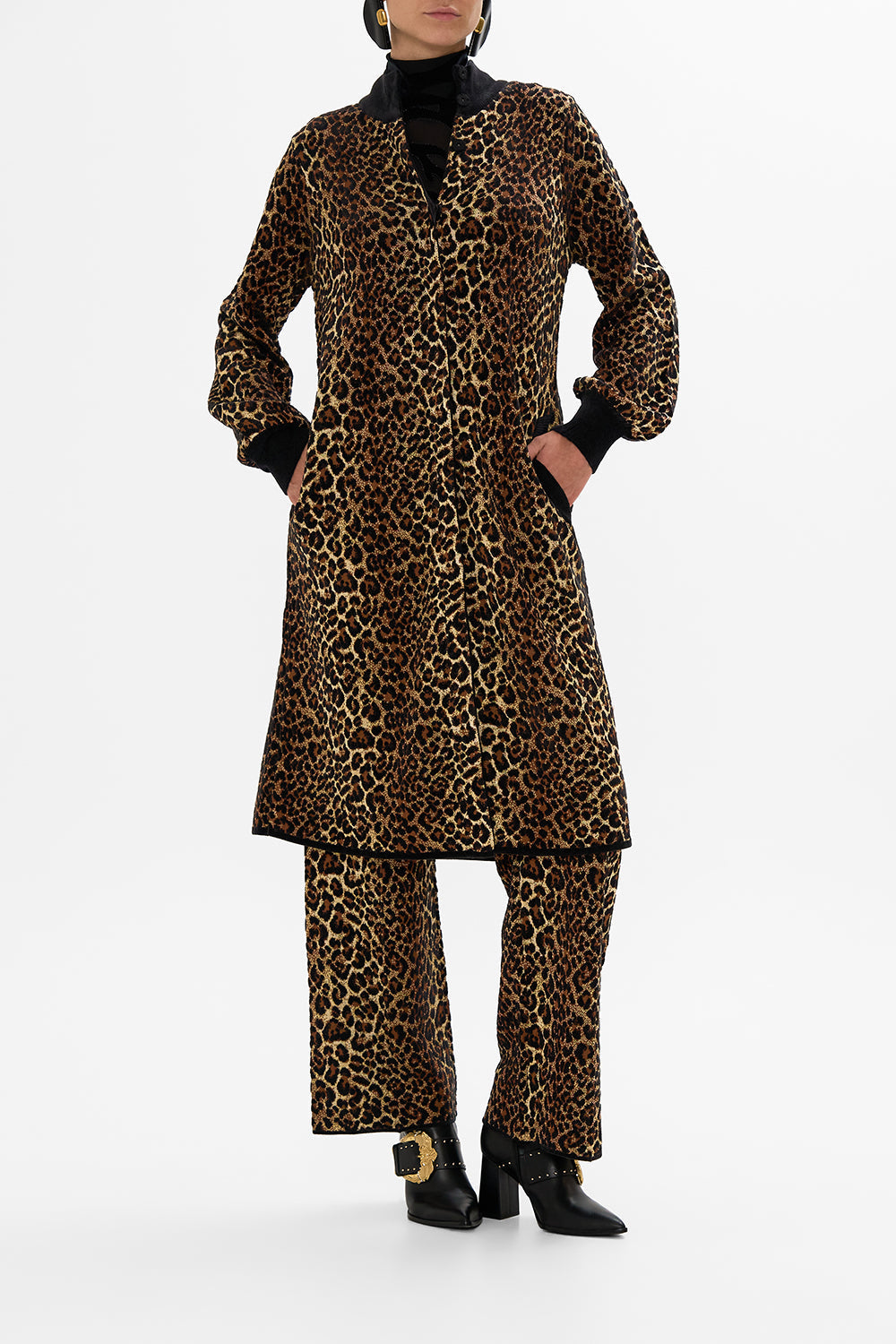 CAMILLA leopard A-line coat in Amsterglam print.