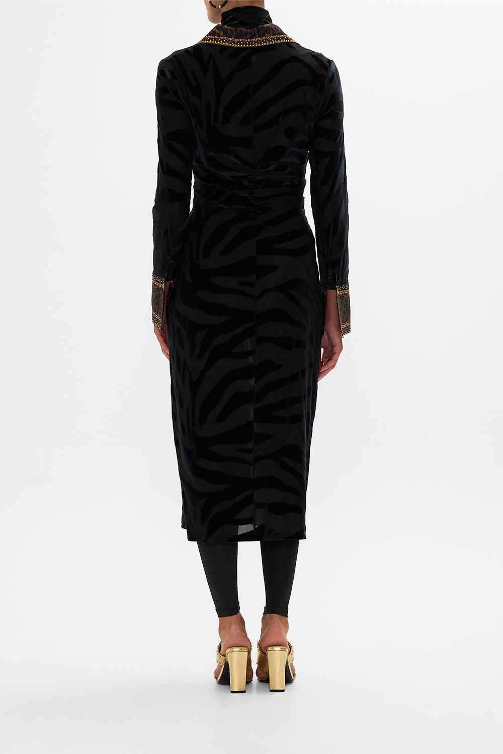 STRETCH VELVET ANIMAL SHIRT DRESS AMSTERGLAM