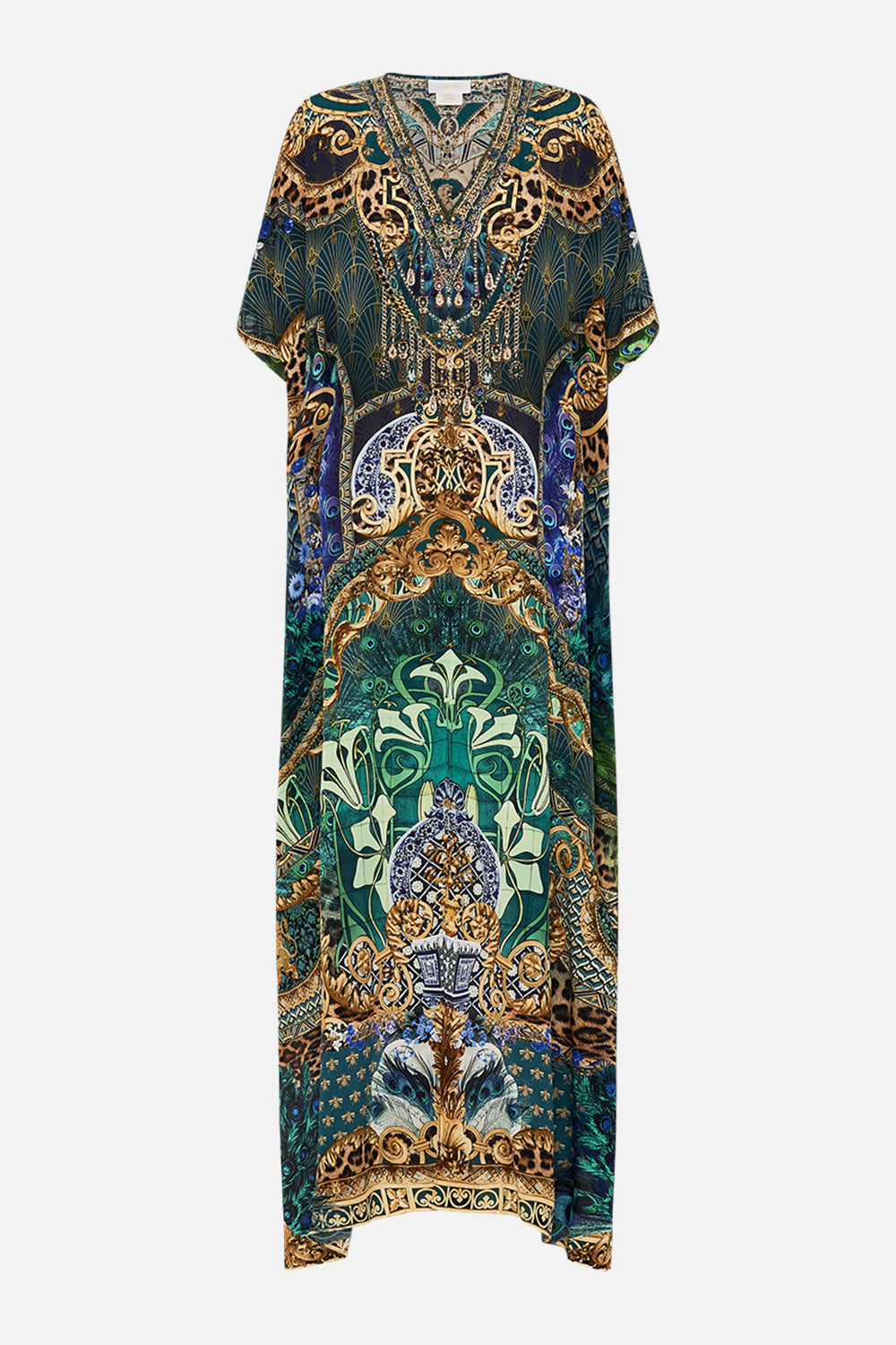 Product view of CAMILLA silk kaftan in Fan Dance print