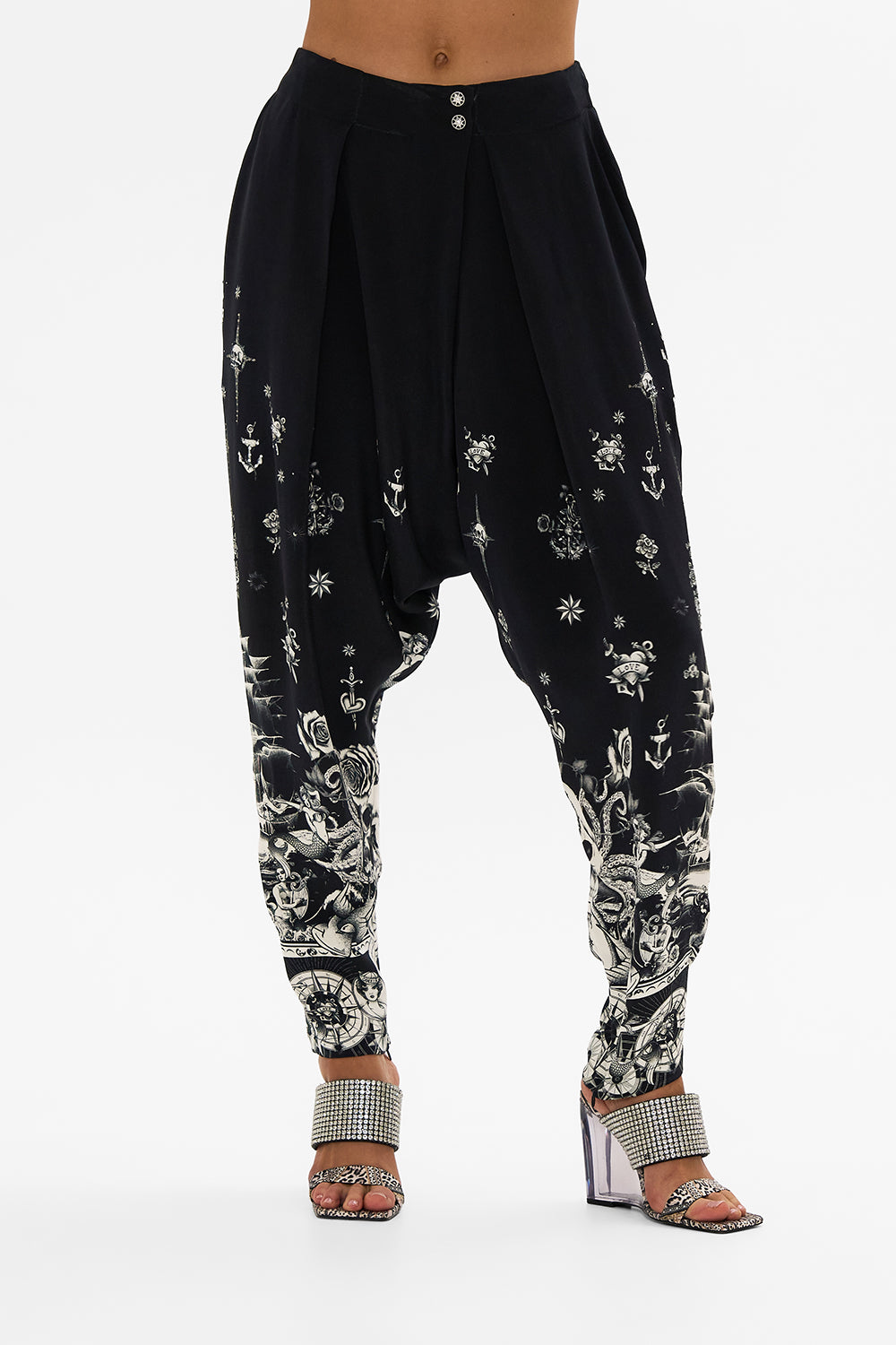 CROSSOVER WAIST PANT WITH TAPERED LEG TALES OF TATTOO