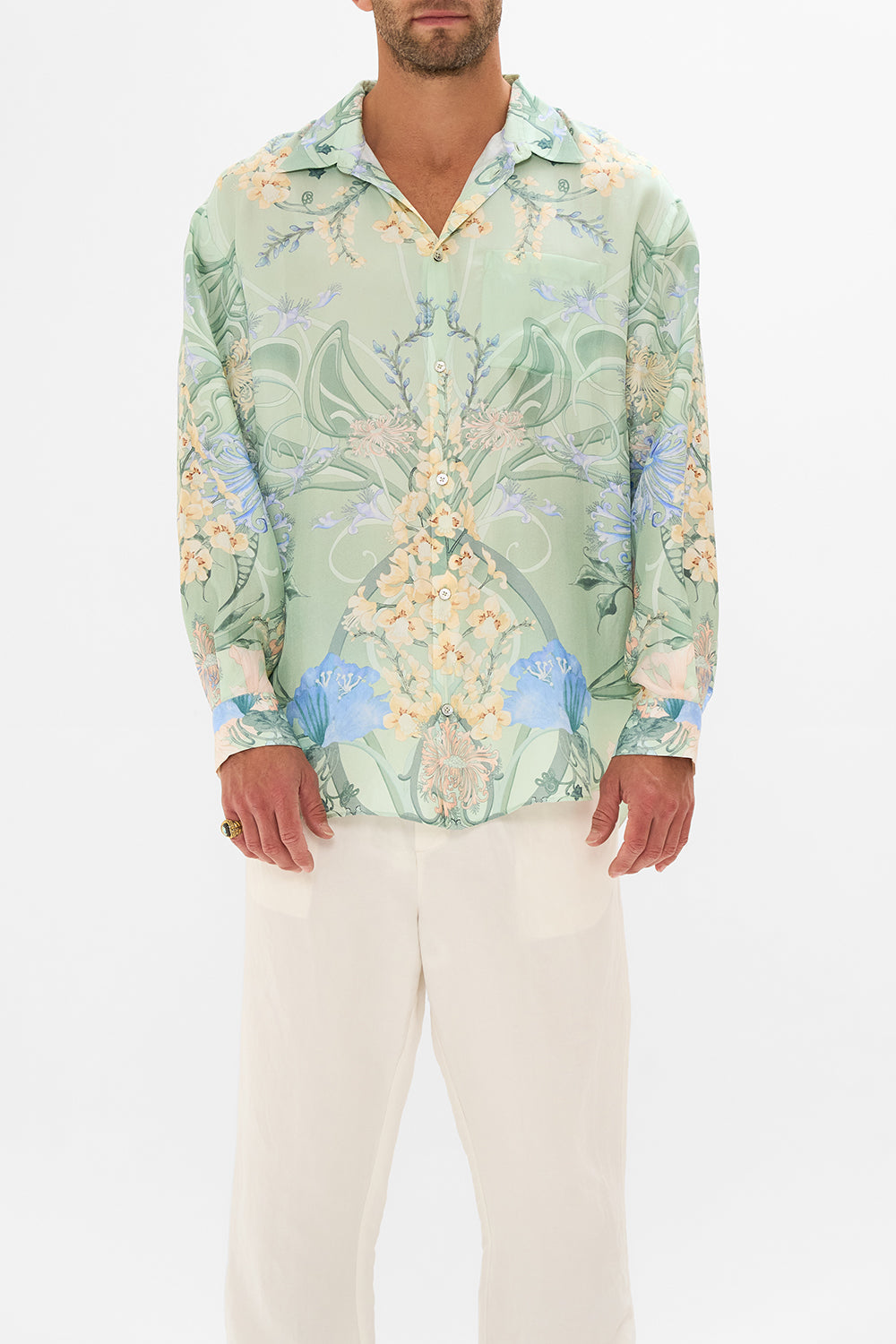 Hotel Franks by CAMILLA blue mens oversized shirt in Dreaming in Dutch