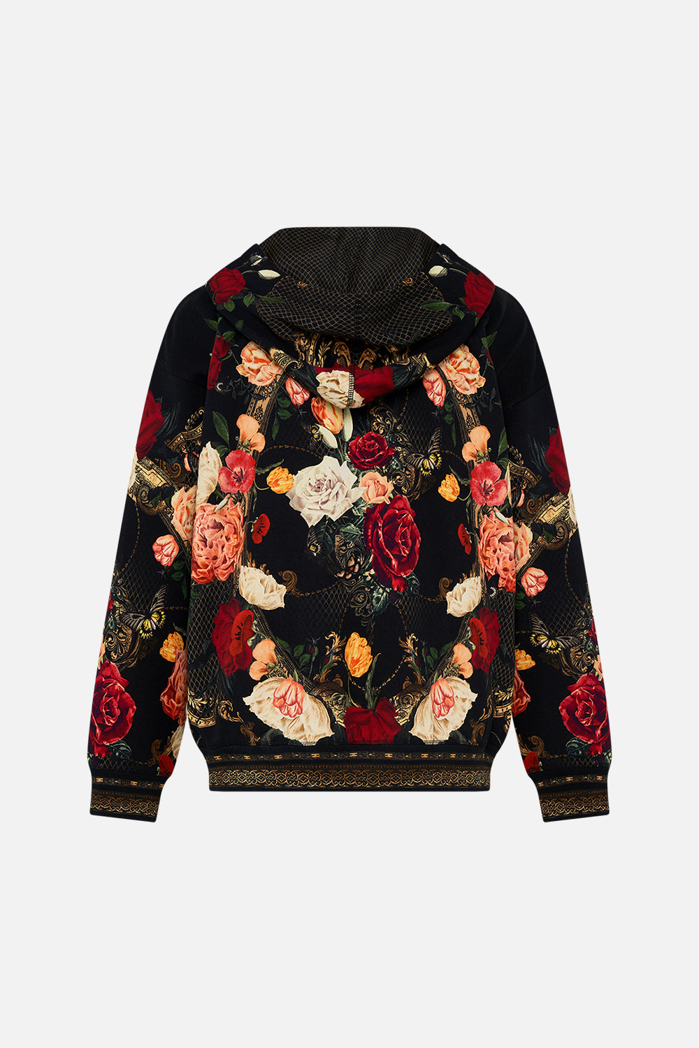 Hotel Franks by CAMILLA mens black hoodie in Magic In The Manuscripts print