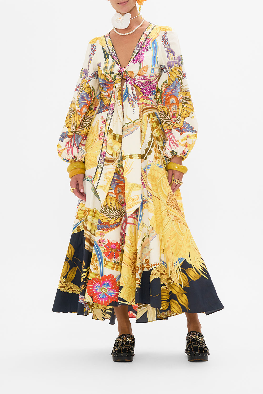 CAMILLA wrap dress in Sunflowers On My Mind print
