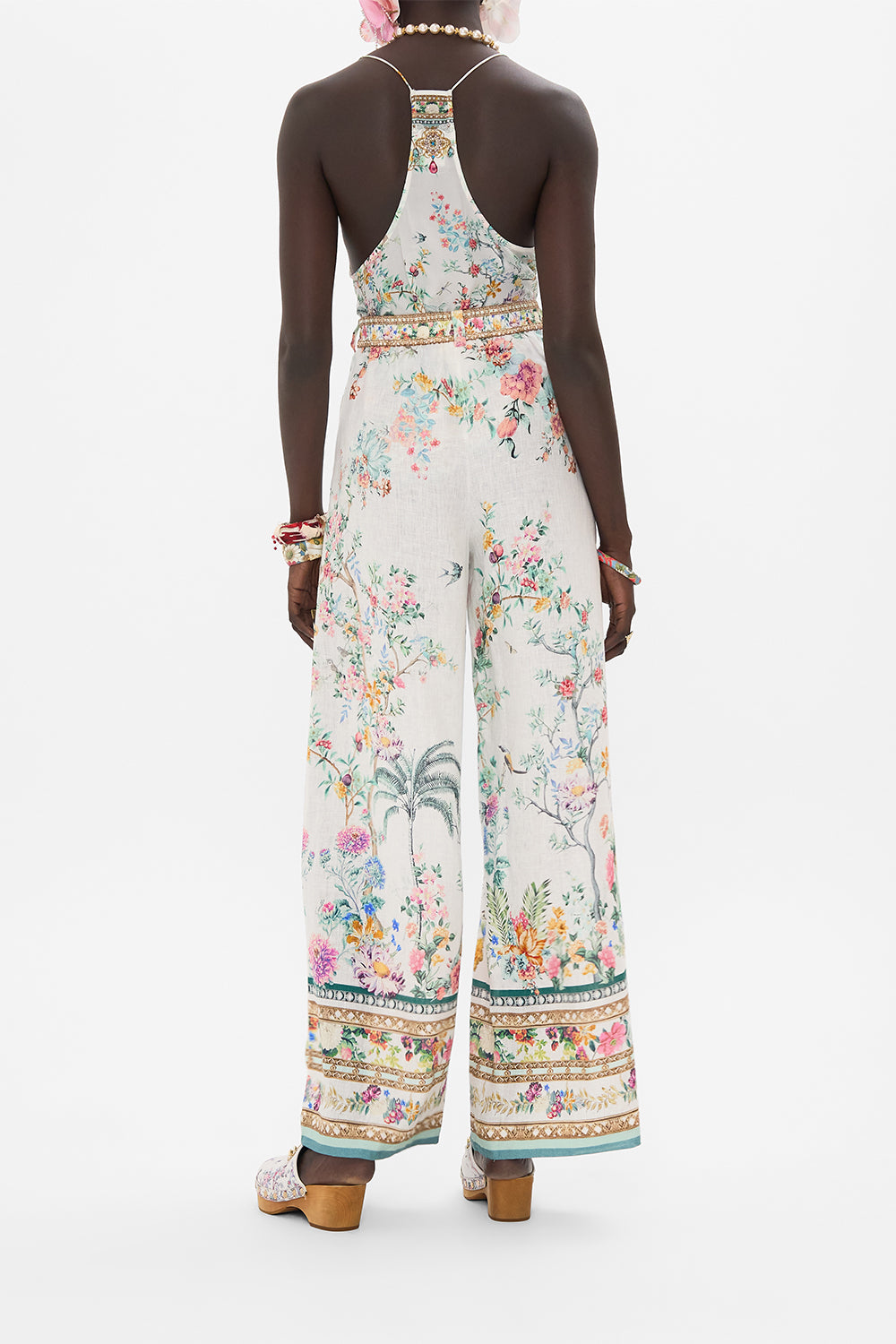 CAMILLA silk top in Plumes and Parterres print