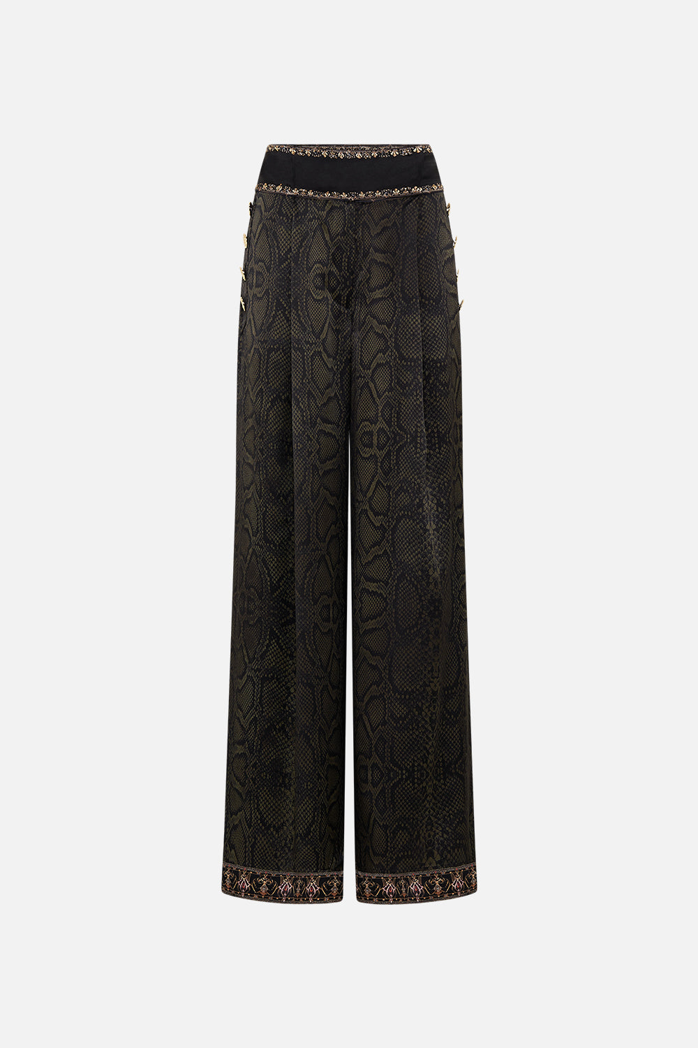 CAMILLA wide leg pants in Nouveau Noir print