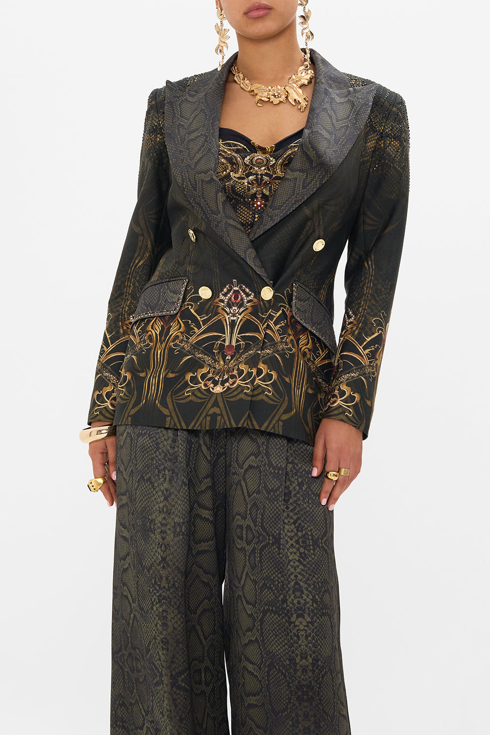 CAMILLA silk jacket in Nouveau Noir print