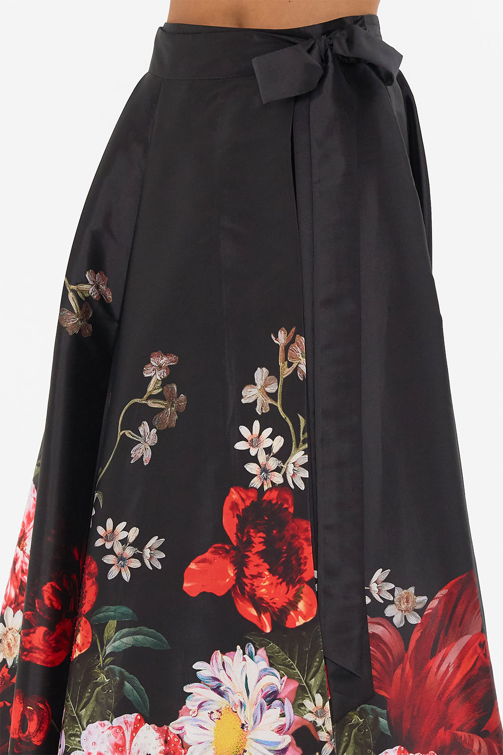 CAMILLA black floral print maxi wrap skirt in A Still Life print