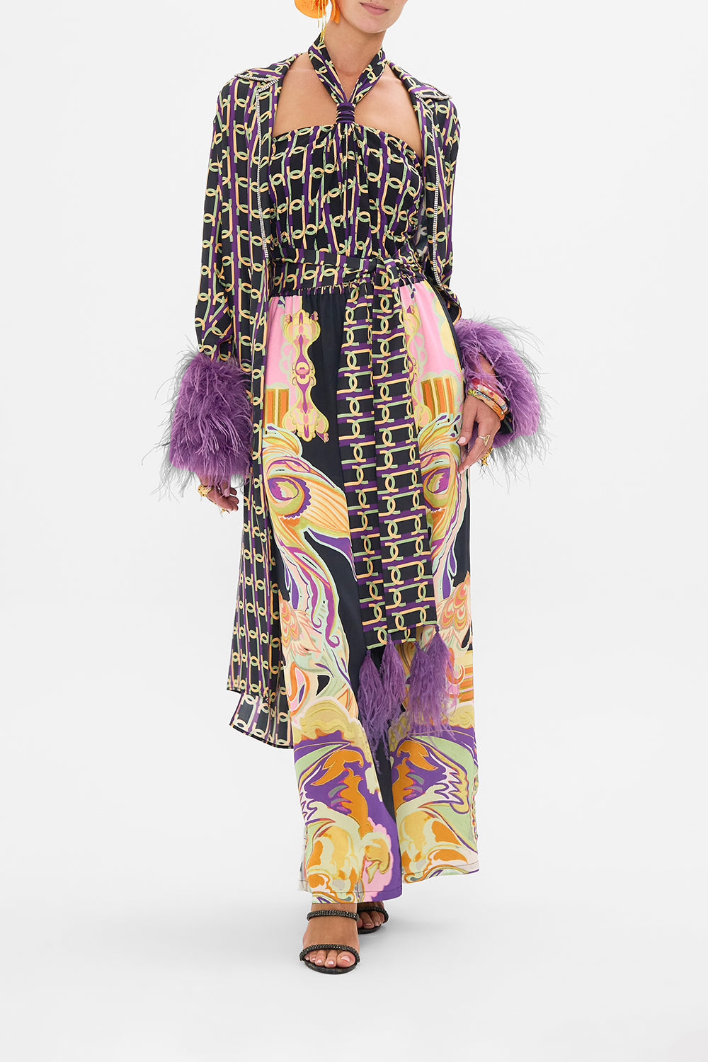 CAMILLA jerset top in Film Diva print