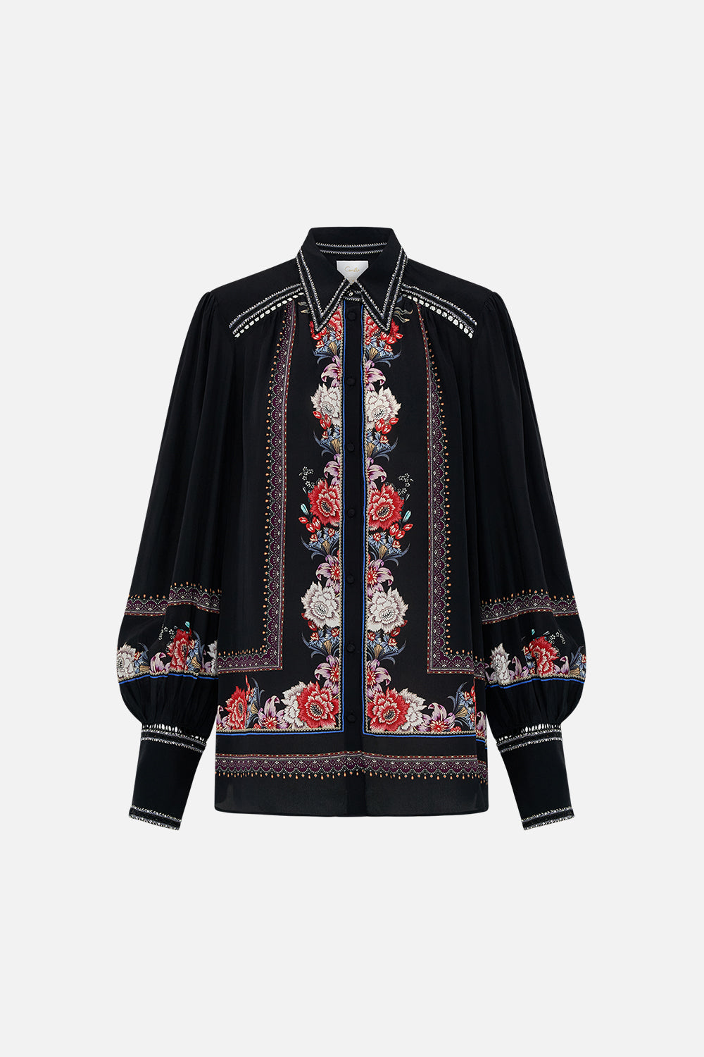 CAMILLA silk blouse in Volendam Dolls print