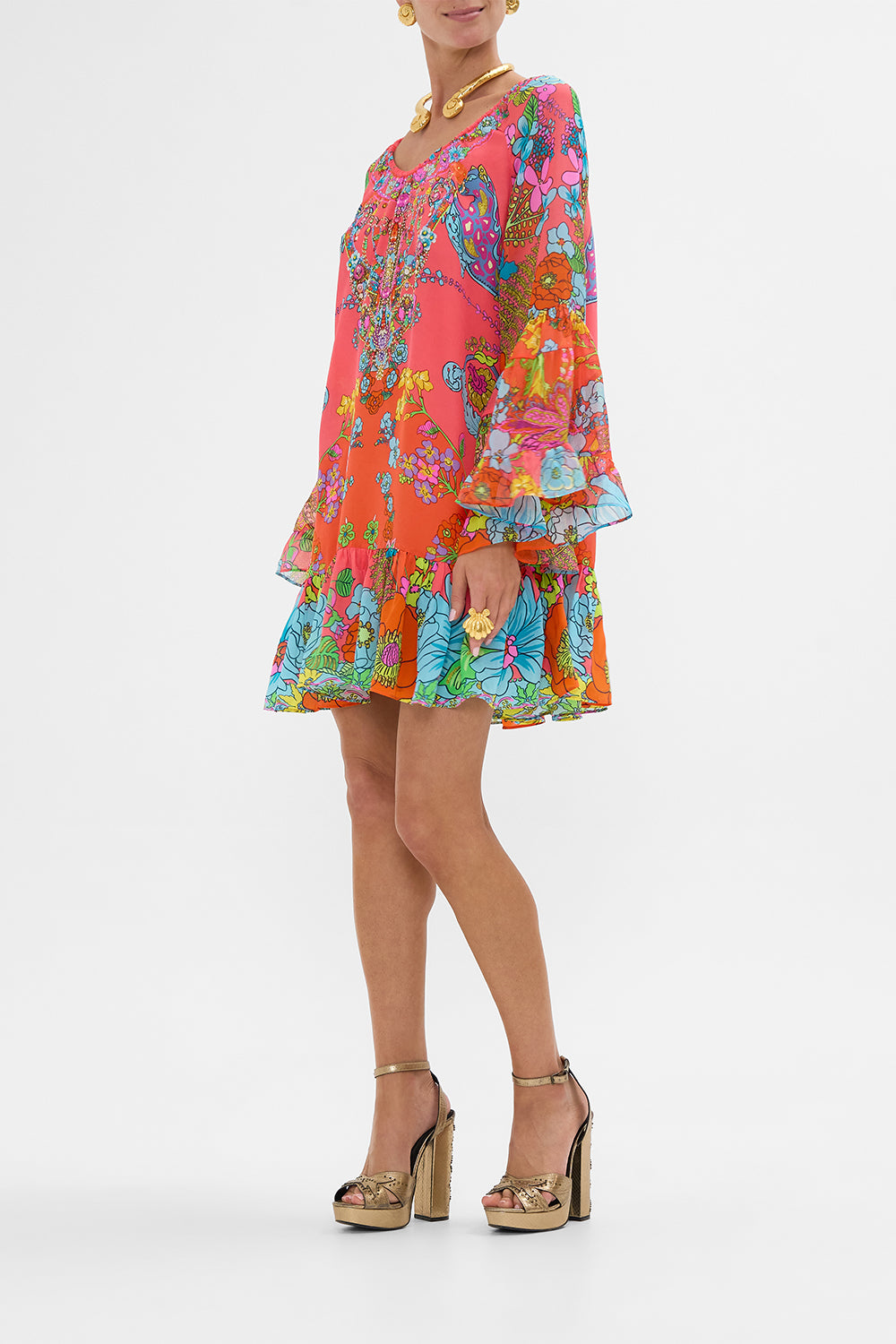 A LINE FRILL DRESS WINDMILLS AND WILDFLOWERS