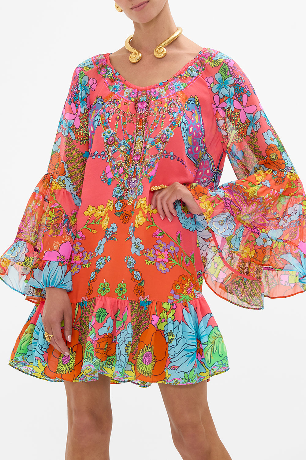 A LINE FRILL DRESS WINDMILLS AND WILDFLOWERS