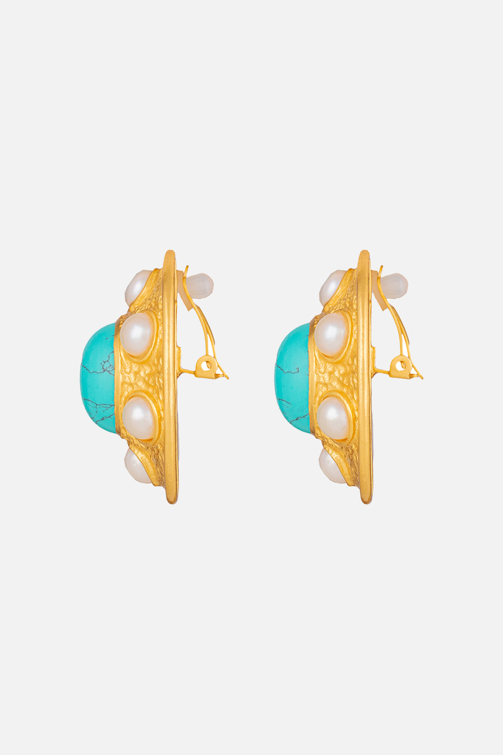 VIVIENNE TURQUOISE AND PEARL EARRINGS MULTI