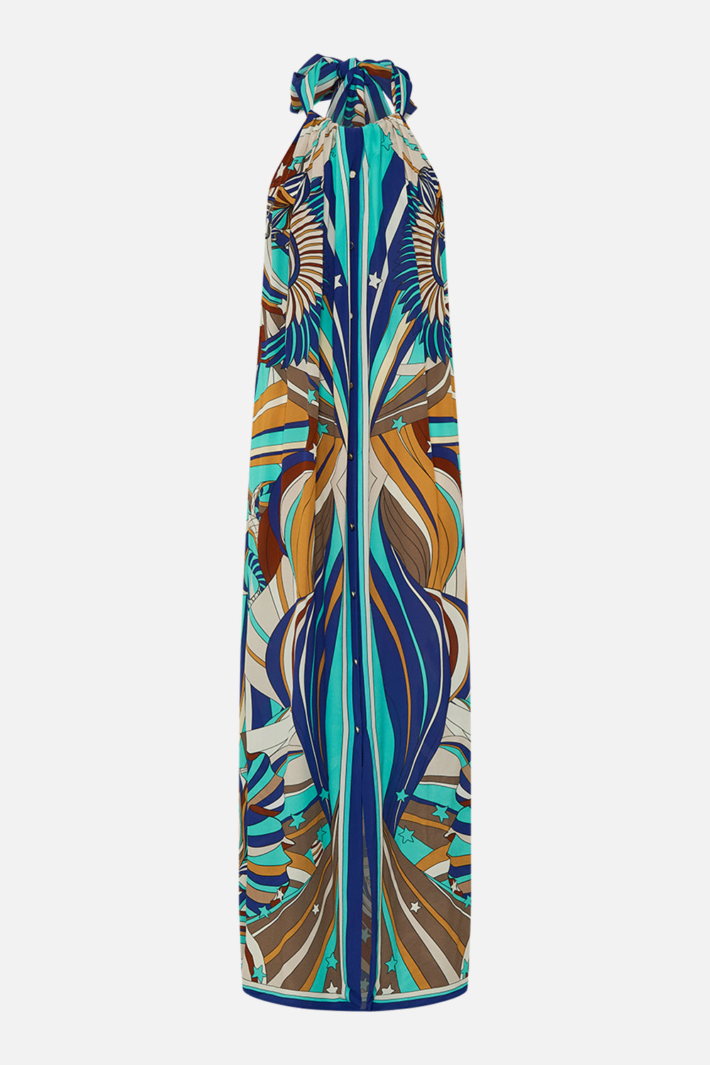 CAMILLA Button Front Opening Dress in Oasis Oracle print.