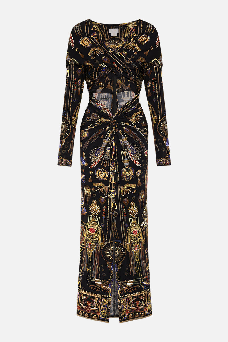 CROSS FRONT MINI DRESS CARTOUCHE KINGDOM