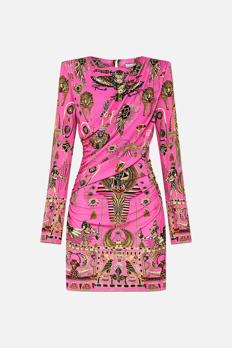 Jyline Ls Short Buttoned Satin Dressb Scarab