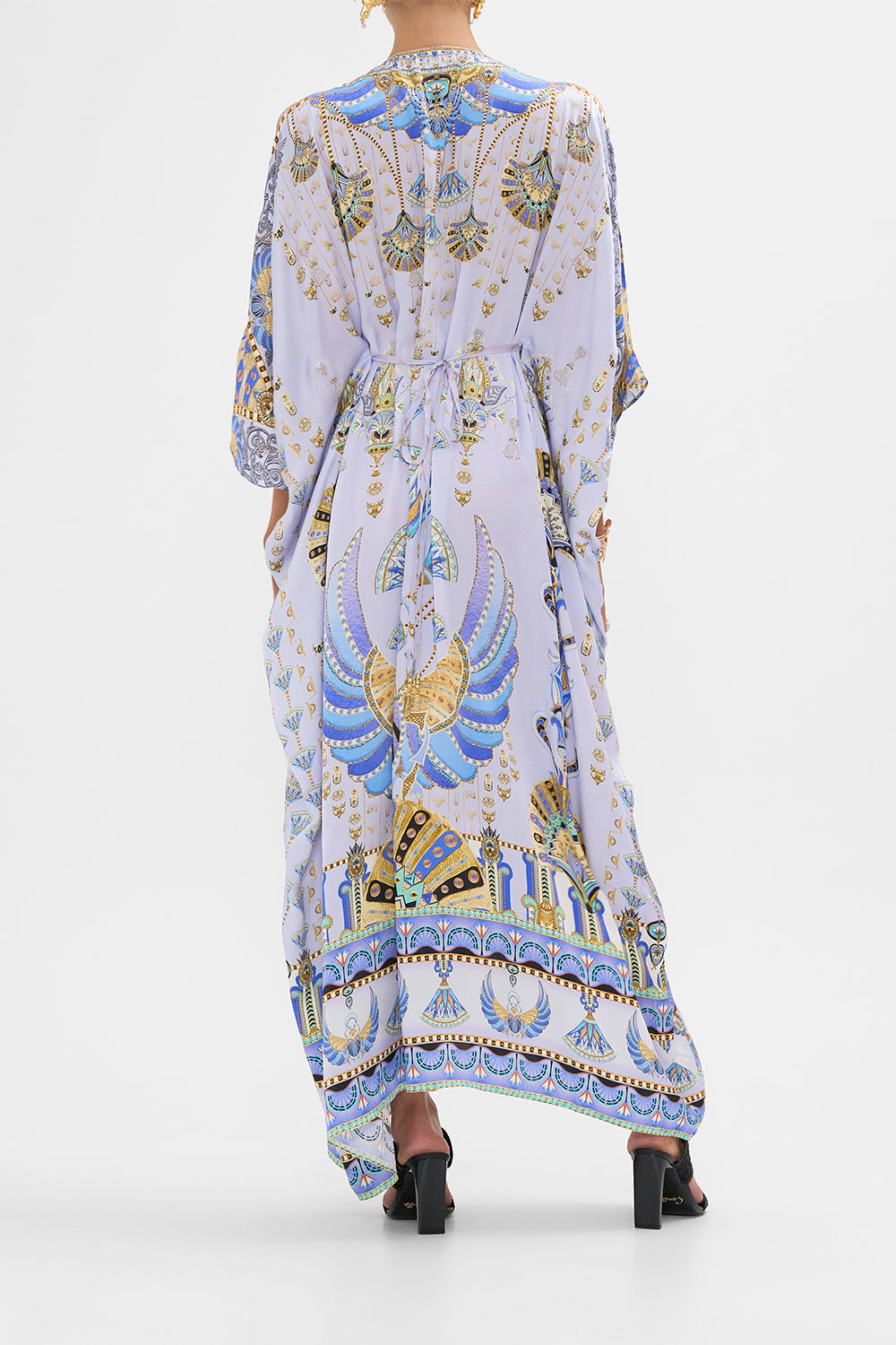 CAMILLA Lilac Split Sleeve Kaftan with Hardware in Under Scarab Skies print