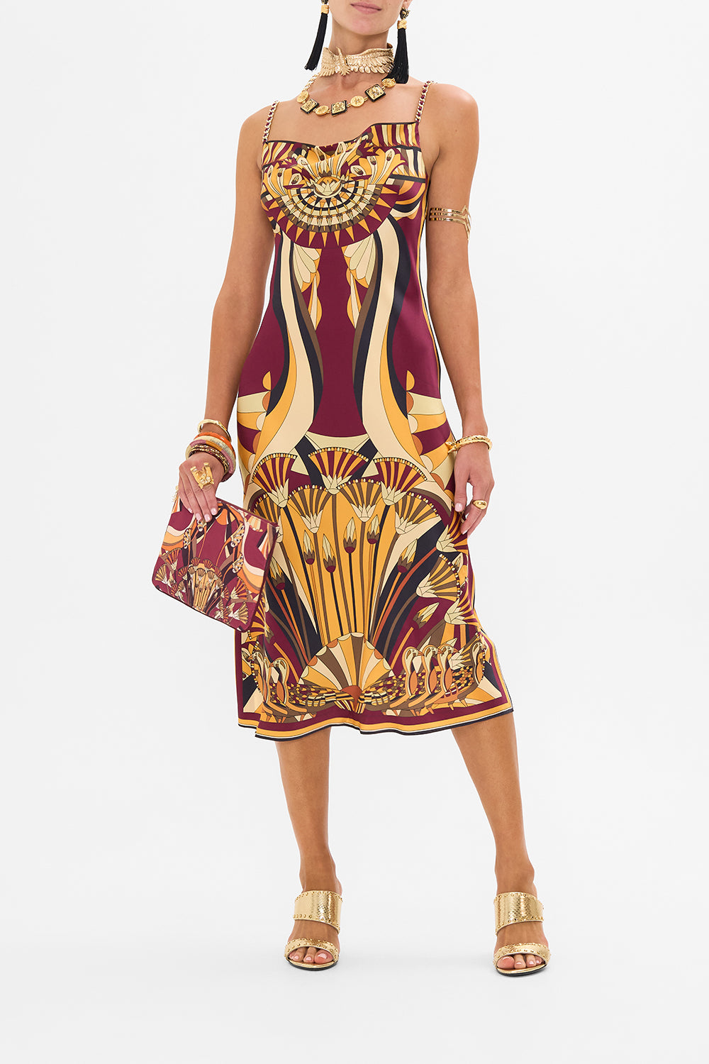 CAMILA Long Bias Slip in Desert Delerium print.