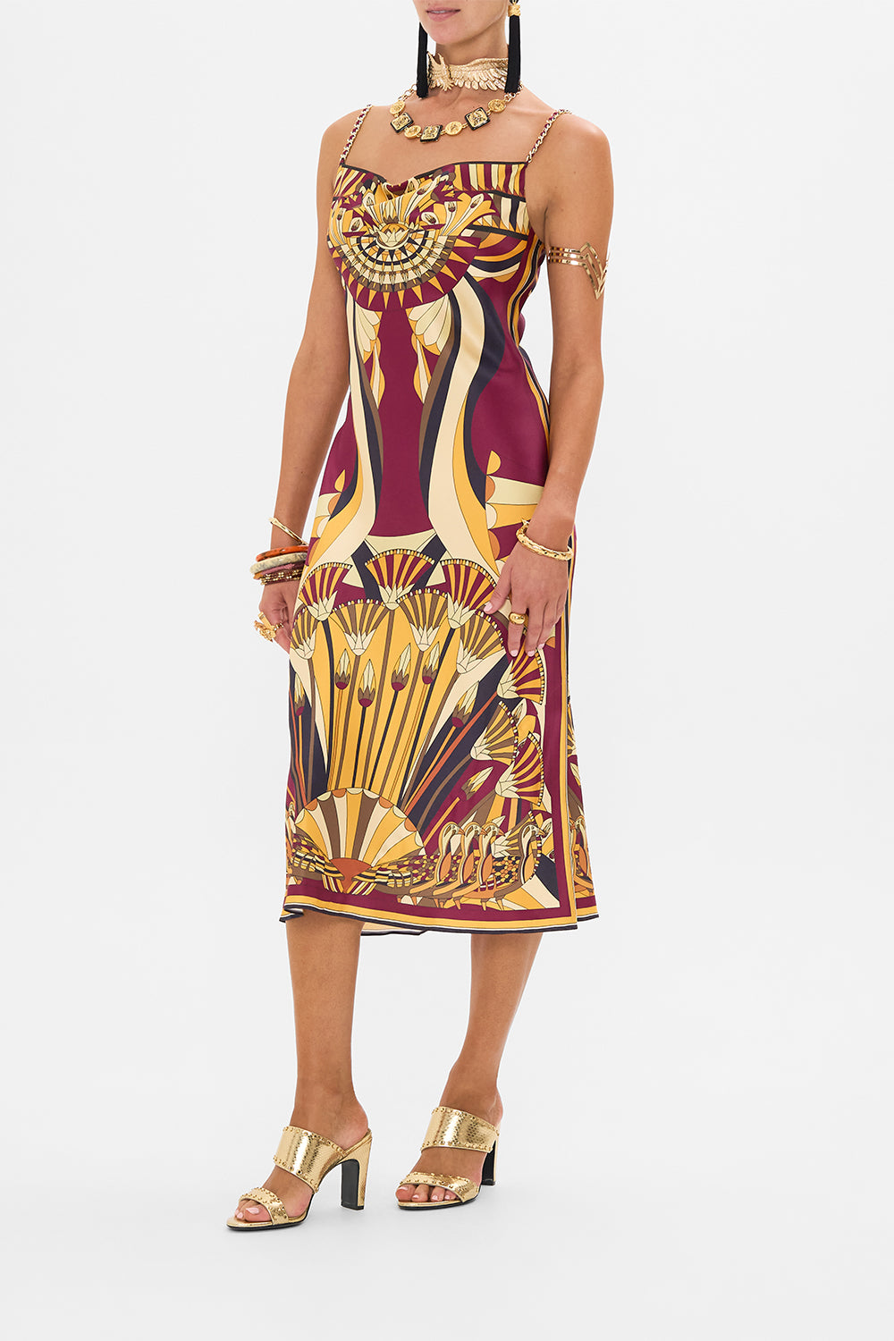 CAMILA Long Bias Slip in Desert Delerium print.