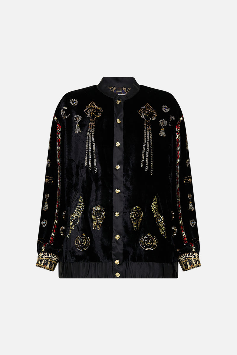The Cat Worship Velvet Longline Varsity Jacket CAMILLA AU CAMILLA
