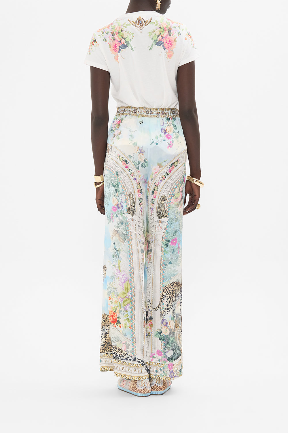 CAMILLA Slim Fit Round Neck T-Shirt White/Multi in We Always Have Alexandria print.