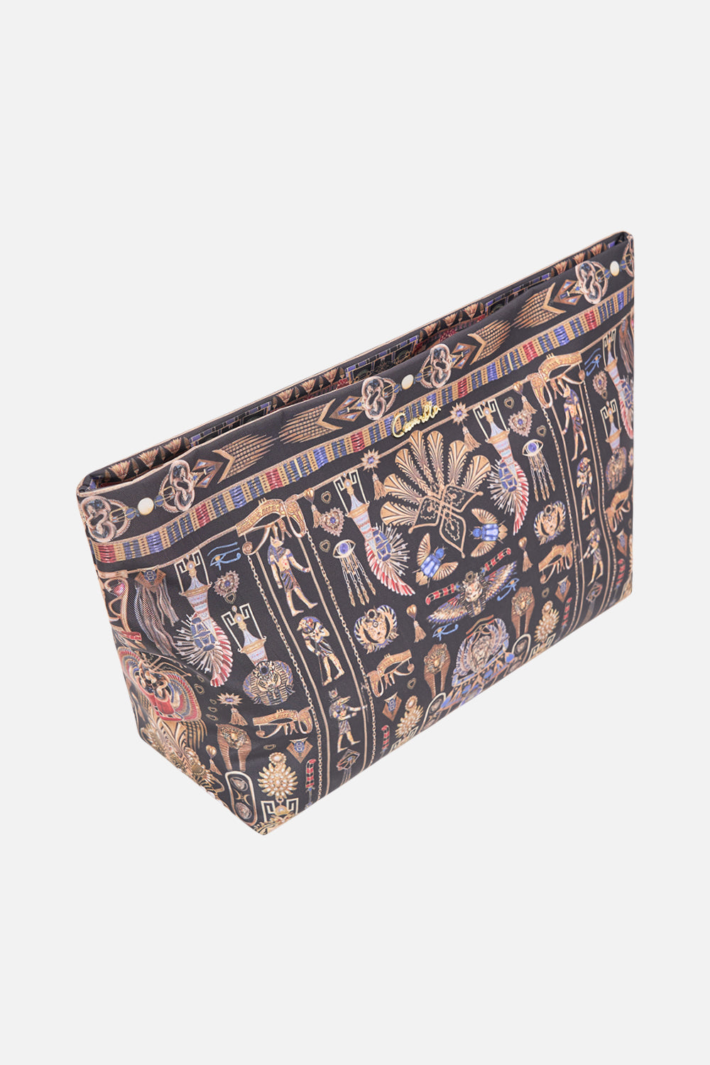 CAMILLA Large Makeup Clutch in Cartouche Kingdom print