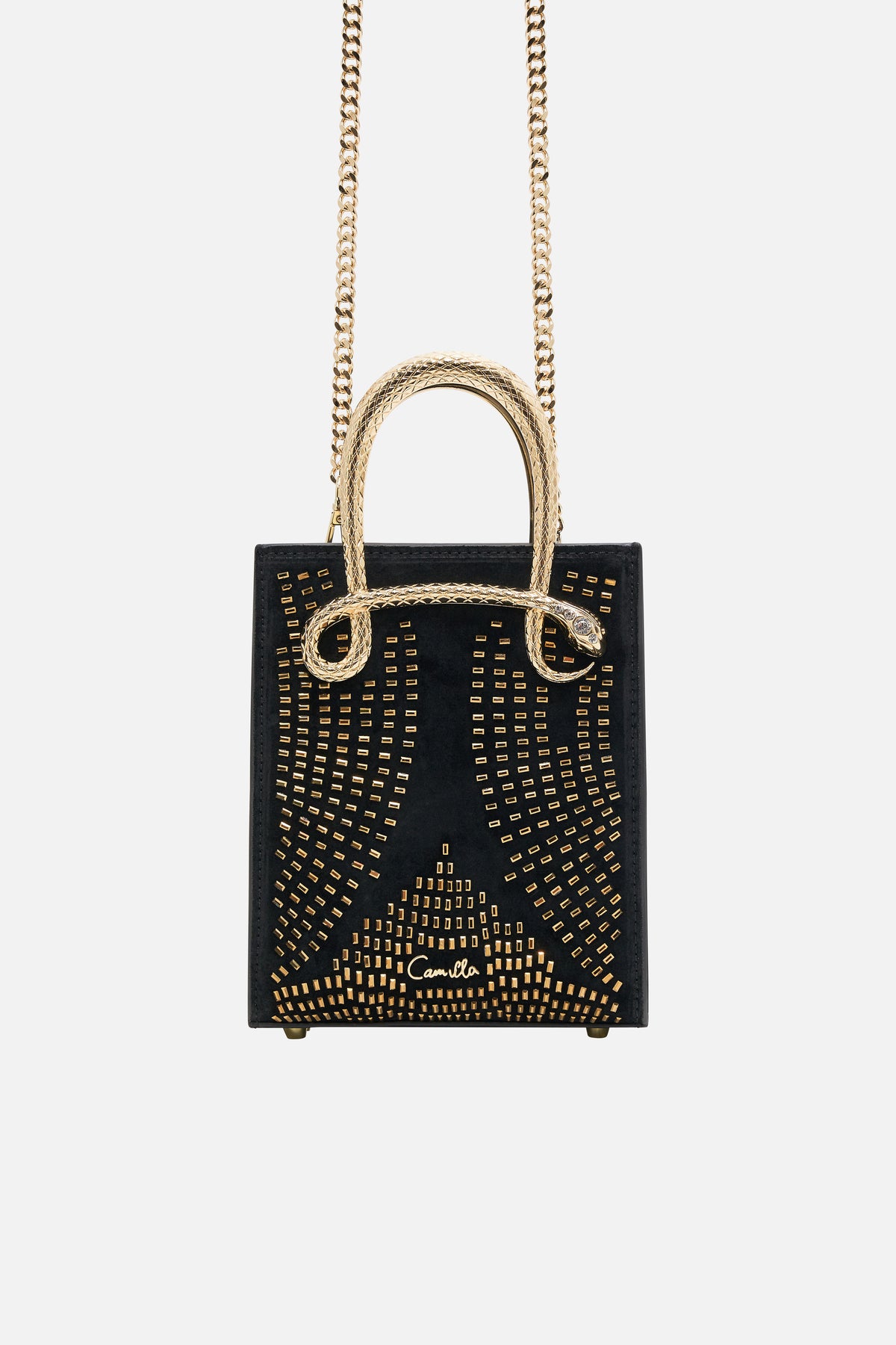 CAMILLA Mini North South Tote in Solid Black print.