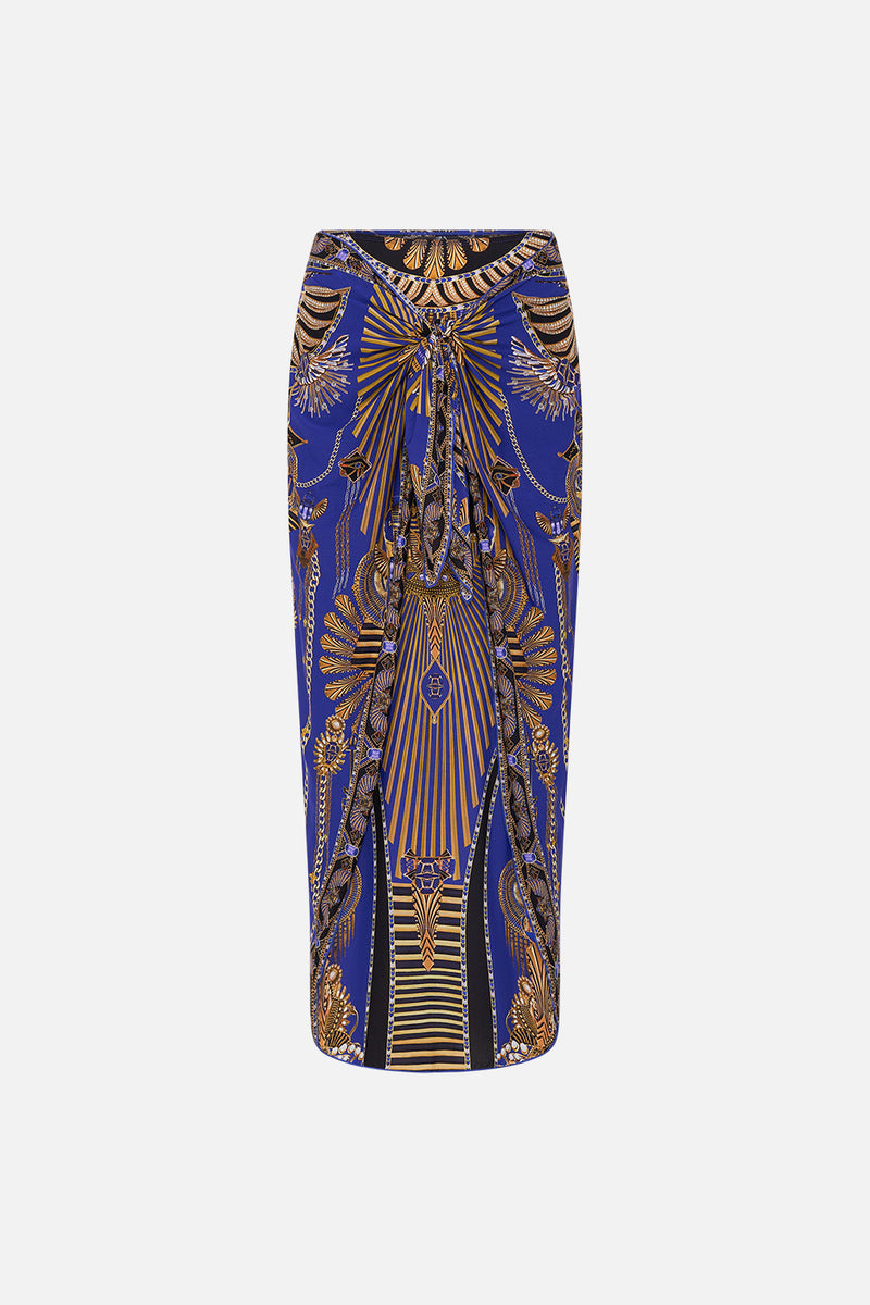 LAYERED LONG SARONG WITH FRONT TIE MIDNIGHT IN MONSERRATE