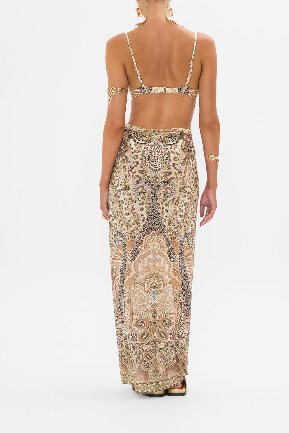 CAMILLA Twist Front Long Skirt in The Throne Room print