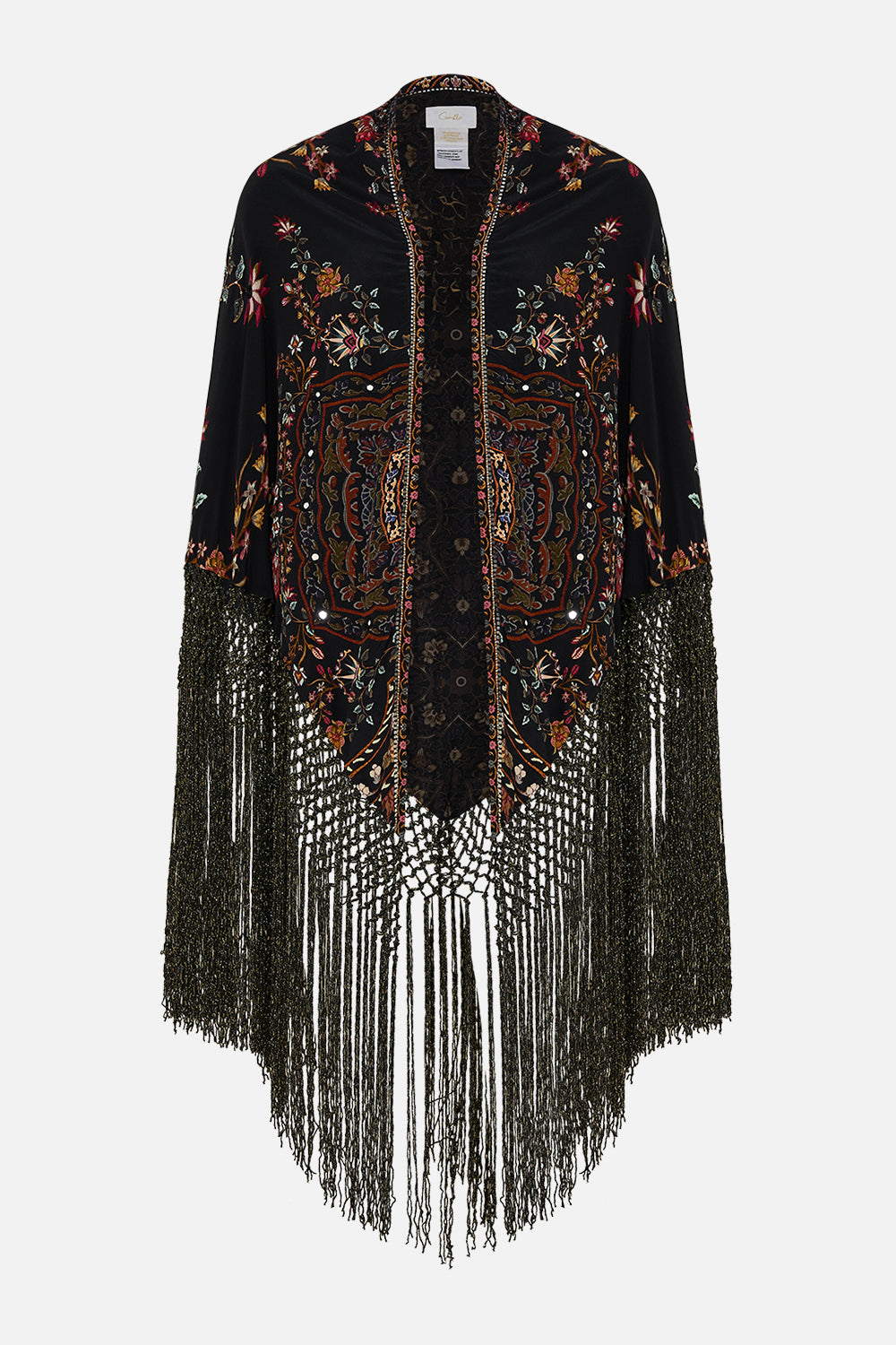 CAMILLA Macrame Shawl in Loom to Tomb print