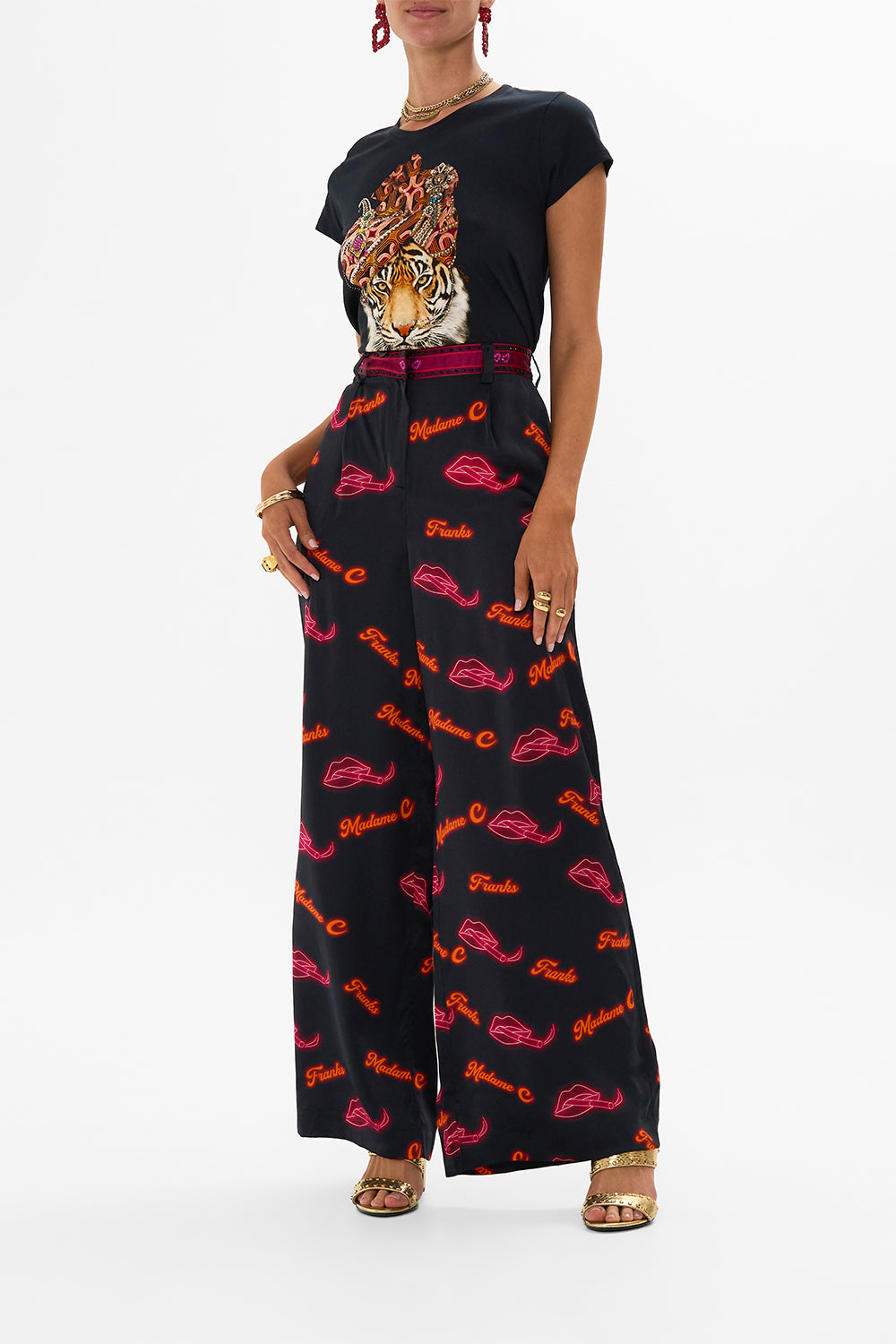 CAMILLA black high waist high leg brief in So Says The Oracle print.