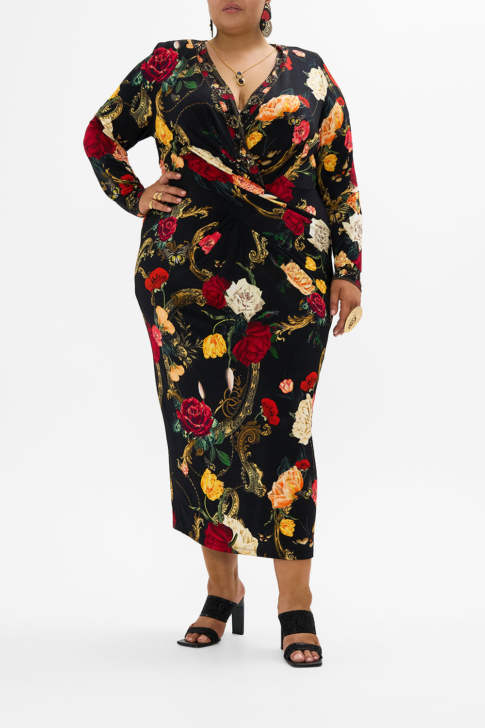 h2 front b2 V-NECK MIDI CROSS FRONT DRESS MAGIC IN THE MANUSCRIPTS hello fitted long kids-waistcoats