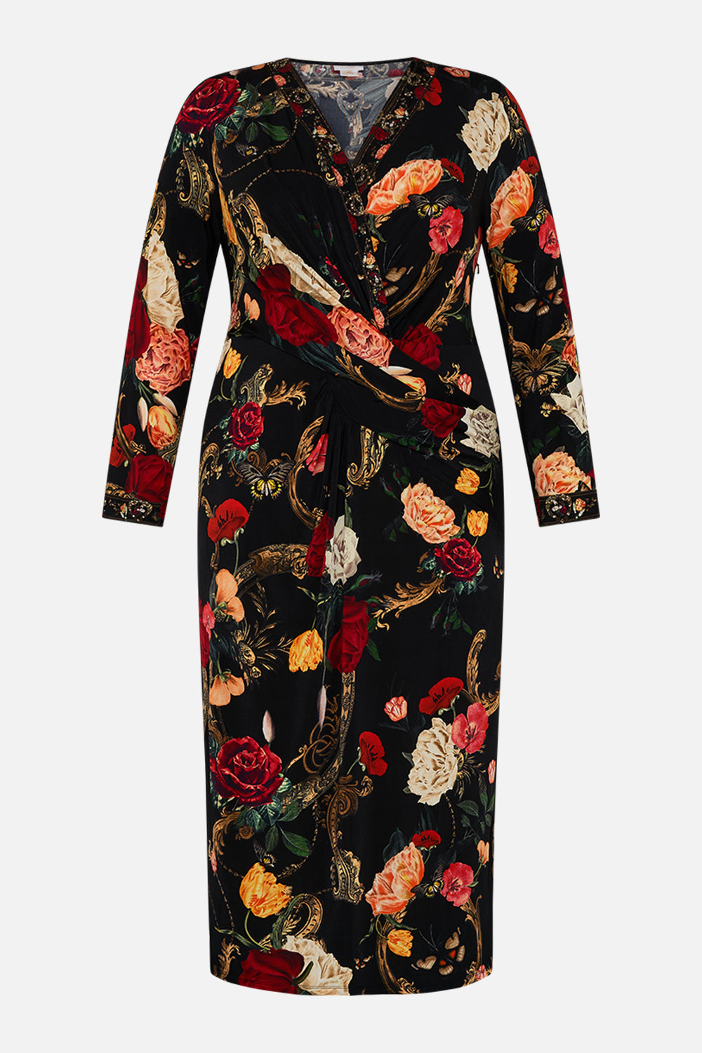 h3 product b3 V-NECK MIDI CROSS FRONT DRESS MAGIC IN THE MANUSCRIPTS hello fitted long kids-waistcoats